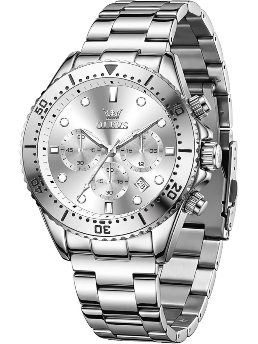 Men's Silver Luxury Stainless Steel Reliable Quartz Movement Elegant Wrist Watch